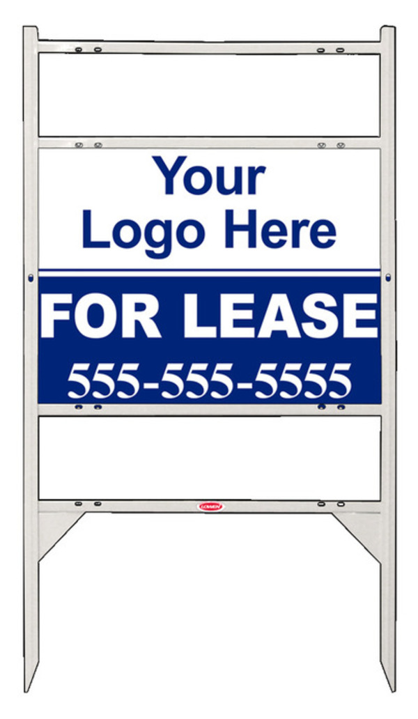 For Lease Property Sign Units with 2 Rider Inserts and Area For Company Logo, 18h x 24w, White